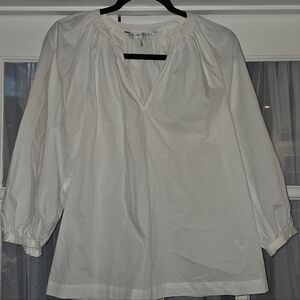 Trina Turk Cream Blouse with V-Neck